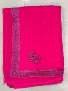 Elegant Pink Chiffon Sar
