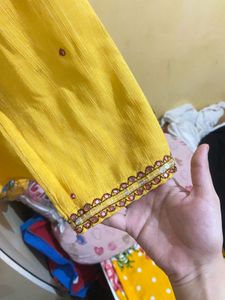 Yellow Embroidered Kurta