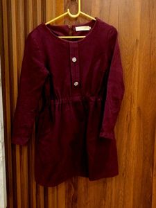 Burgundy Dress with Buttons
