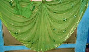 Green Sequin Saree with Blouse