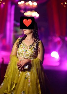 Lime Colour Engagement Lehenga