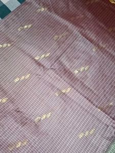 Purple &amp; Teal Checkered Saree