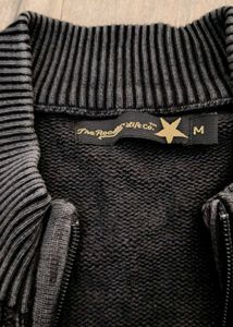 Gray Cable Knit Zip Cardigan