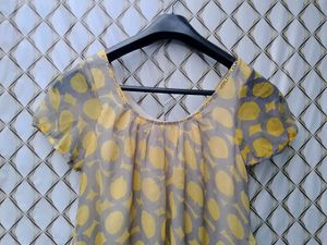 New With Tag Cute Korean Yellow Art Top