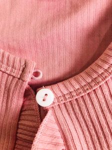 GIRLS RIBBED BABY PINK OVERCOAT