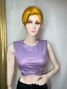 Shimmery Purple Sleeveless Crop Top