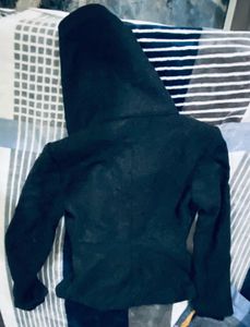 Girl black double-breasted winter coat