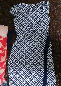 Boat Neck Geometric Print Dress
