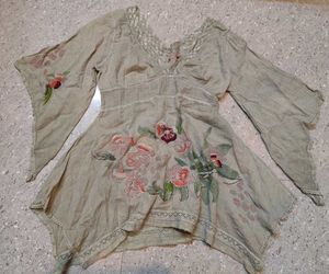 Fairy Embroidered Bell Sleeve Asym Bottom Top