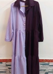 Two-Tone Maxi Shirt Dress