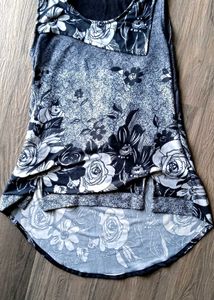 Floral Print Tank Top, Front Short - Back Long