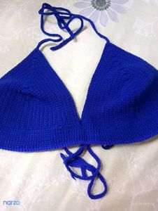 Blue Crochet Halter Top