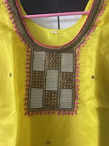 Yellow Embroidered Kurta