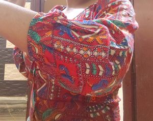jaipuri print, red crop top