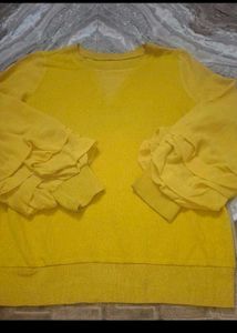 Yellow Ruffle Sleeve Top