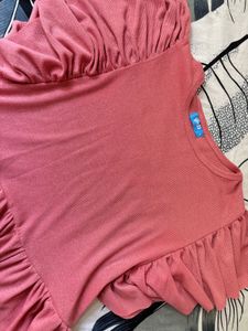 Pink Ruffle Sleeve Top