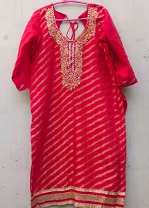 PLUS SIZE RED BANARSI SALWAR SUIT SET