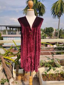 Velvet Maroon Sleeveless Vest