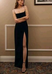 Side Slit Black Dress ❤️