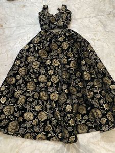 Weading Wear Floral Velvet Lahnga Set