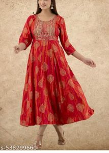 Elegant Red Printed Kurta