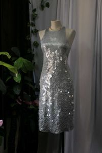 Mango Luxe Sparkling Silver Sequin Dress