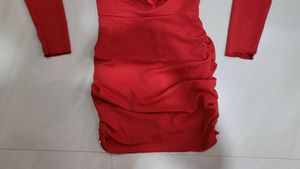 Coral Ruched Mini Dress