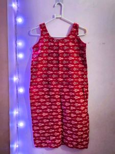 Red & White Sleeveless Dress