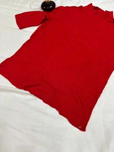 Korean Red Mock Neck Top