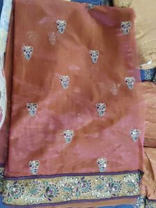 Embroidery Party Wear Saree With Blouse-peticoat