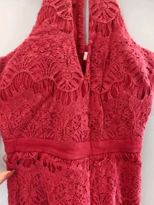Red Lace Halter Dress