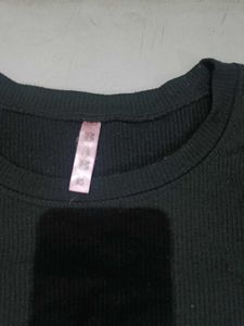 Black Ribbed Long Sleeve Top