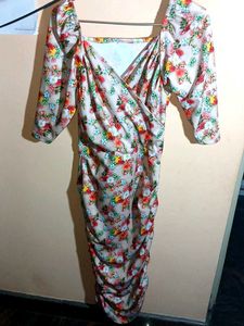 Floral Print Ruched Dress