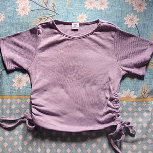 Purple Crop Top with Drawstring