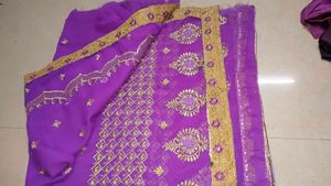 Purple Embroidered Saree