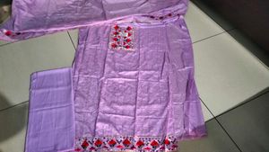 Lavender Colour Cotton Silk Suit