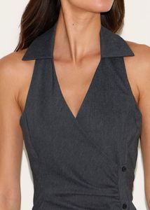 PLT buttondown collarneck backless dress