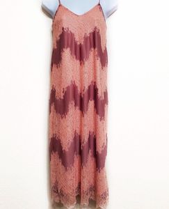 Zara Pink Mauve Delicate Lace Slip Midi Dress