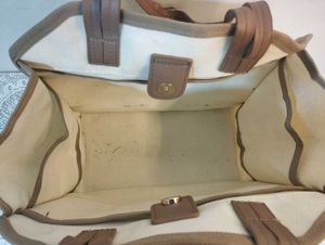 Canvas Tote Bag with Brown Trim