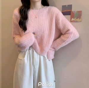 New With Tag Korean Fluffy Pink Knit Sweater