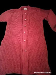 Elegant Red Cardigan with Embellishments