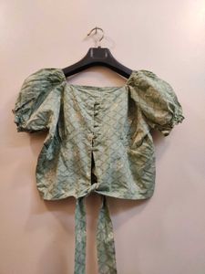 Green Puff Sleeve Top