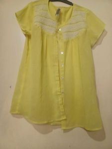 Yellow Sheer Netted Jacket /shirt With Size L