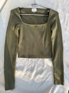 H&amp;M Square Neck Woolen Top/Size-S