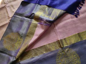 Pastel pink And blue Silk Saree