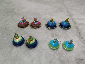 Quilled Handmade Paper Jhumka Earrings Set Of 4