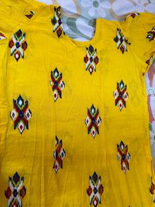 Printed Yellow Suit Along With Dupatta