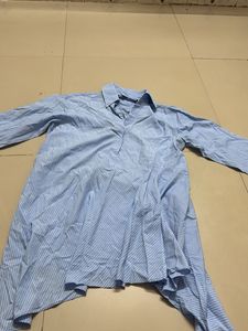 ZARA Oversized Striped Poplin Shirt – Light Blue &amp;