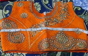 Teal Green And Orange Lehnga