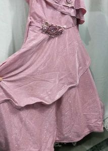 Elegant Pink Girls  Heavy Dress Gown Barbie Doll